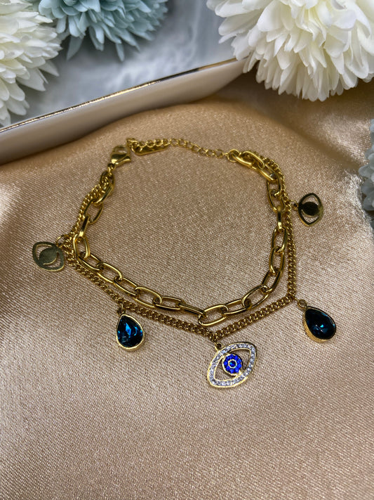 Double Chain Evil Eye Bracelet