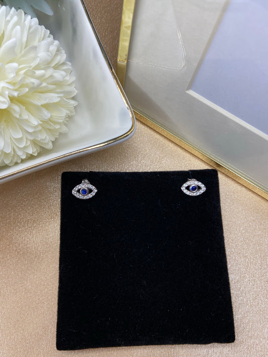 Encrusted Evil Eye Stud Earrings